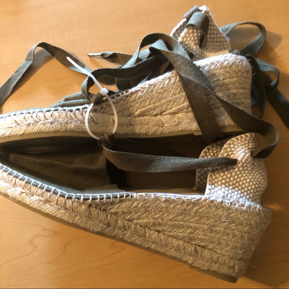 NWOT Alparatera La Manual Espadrilles Wedge Sandals Fish Mouth Toes Canv… - Picture 7 of 7